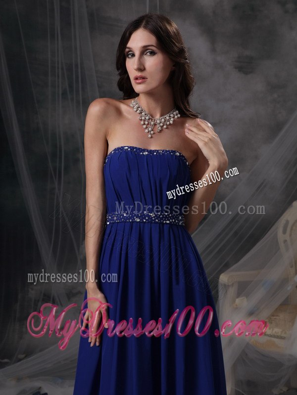 Discount Royal Blue Celebrity Dresses with Strapless Beading and Ruche