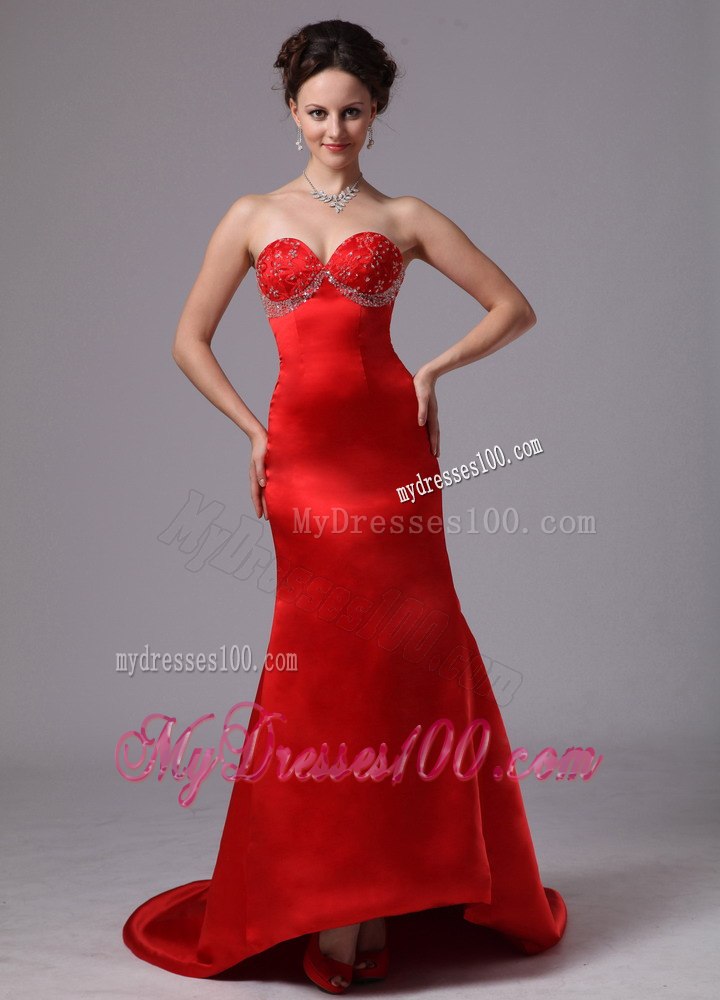 Red Appliques Decorate Sweetheart Celebrity Dress for Cheap 2013