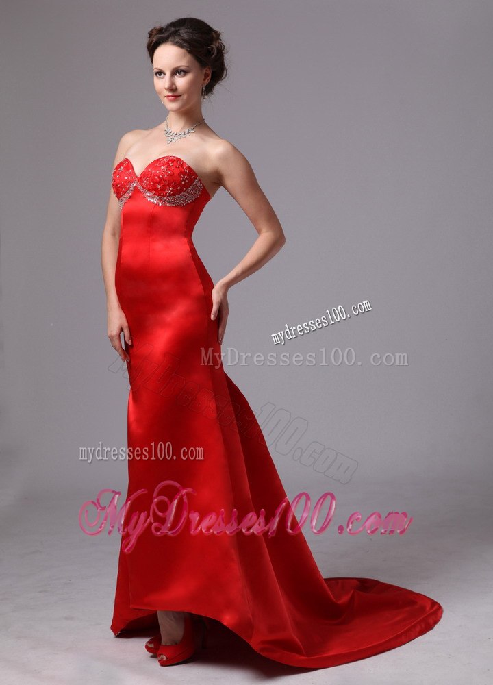 Red Appliques Decorate Sweetheart Celebrity Dress for Cheap 2013