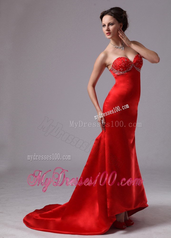 Red Appliques Decorate Sweetheart Celebrity Dress for Cheap 2013