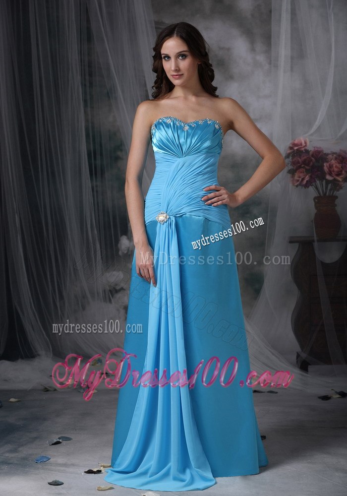 Exquisite Aqua Blue Column Sweetheart Celebrity Dresses with Beading