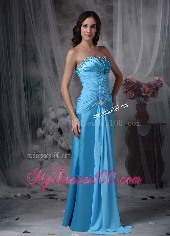 Exquisite Aqua Blue Column Sweetheart Celebrity Dresses with Beading