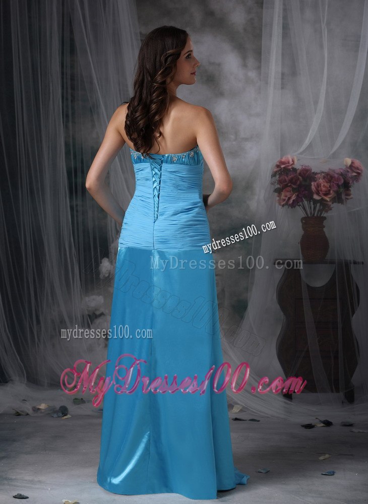 Exquisite Aqua Blue Column Sweetheart Celebrity Dresses with Beading