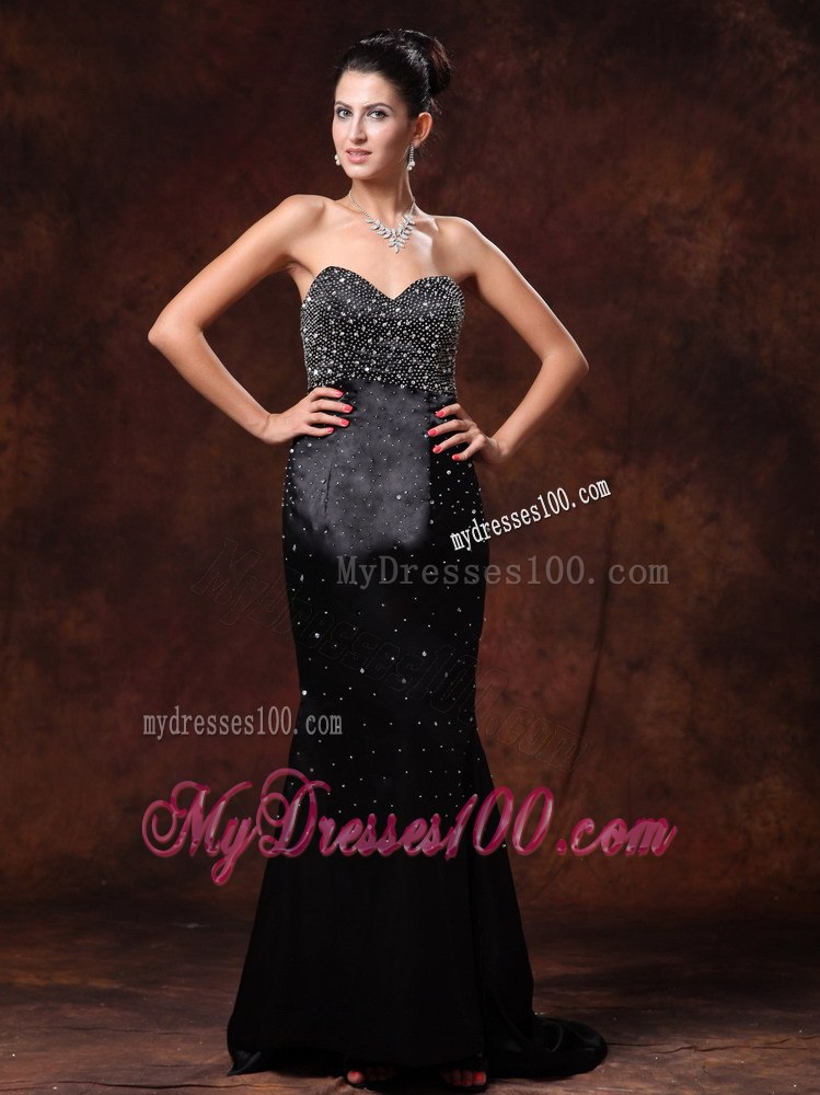 Black Sweetheart Beaded Decorate Celebrity Dress For Custom Made
