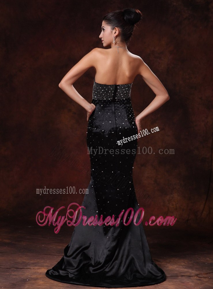 Black Sweetheart Beaded Decorate Celebrity Dress For Custom Made