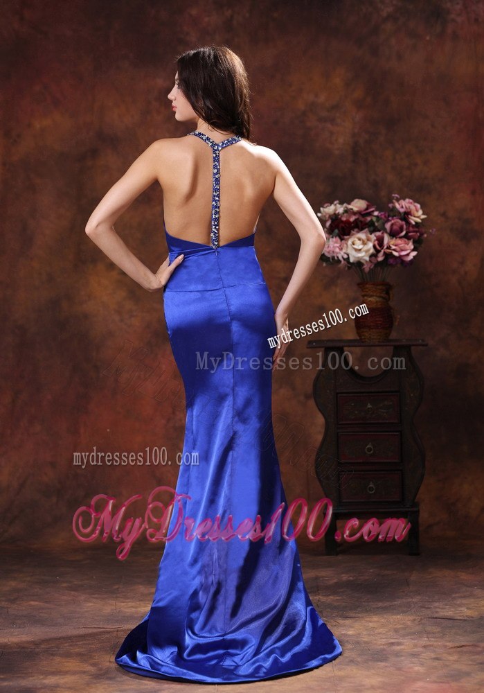 Fashion Royal Blue Halter Mermaid Long Celebrity Dresses In 2013