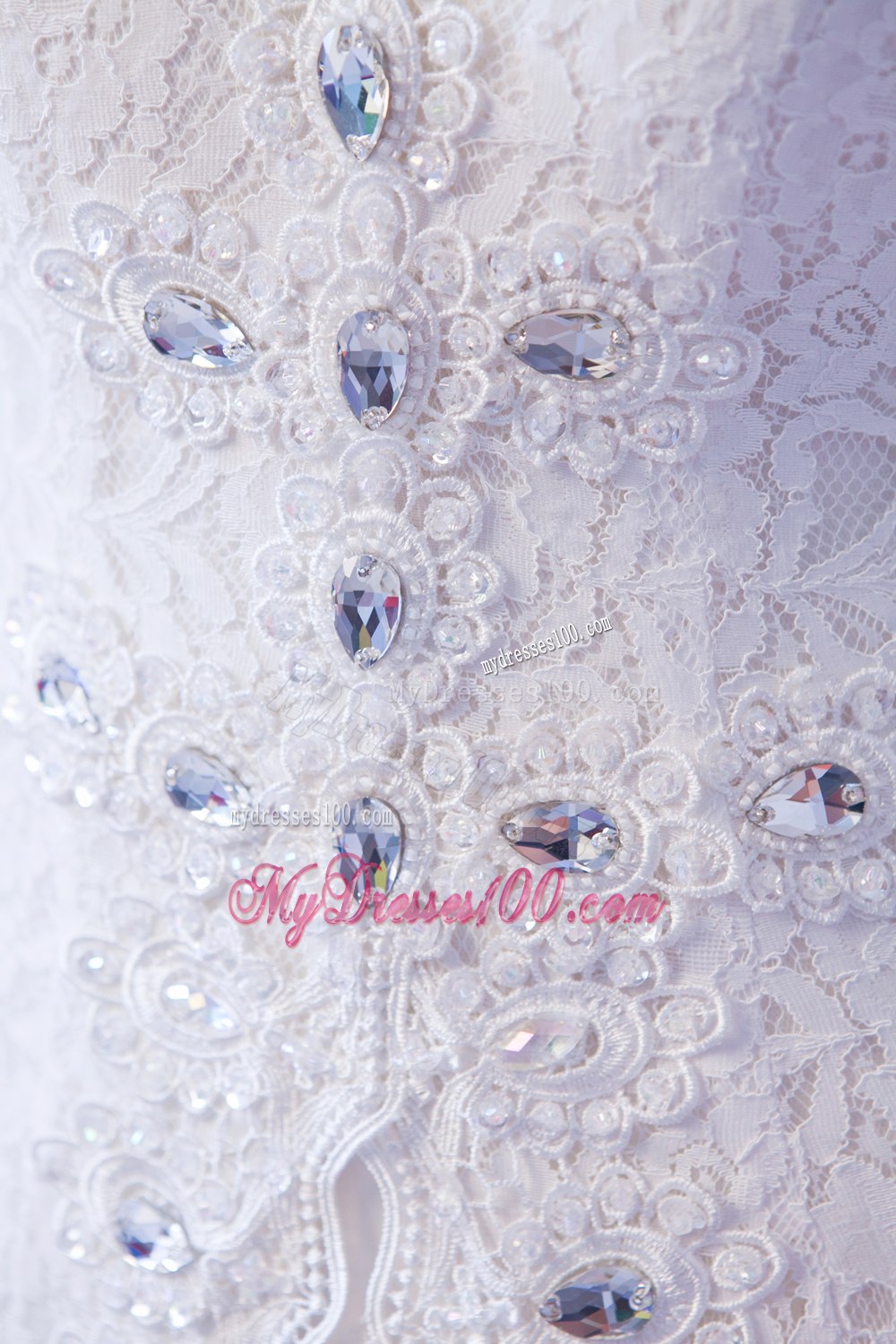 Affordable Square Court Train Lace Beading Wedding Dresses