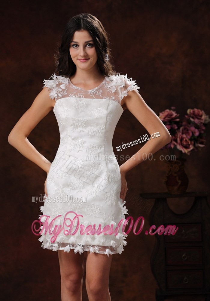 Appliques Decorate Short White Scoop Wedding Dress In 2013 Chand