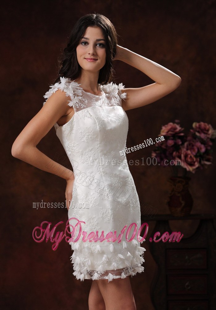 Appliques Decorate Short White Scoop Wedding Dress In 2013 Chand