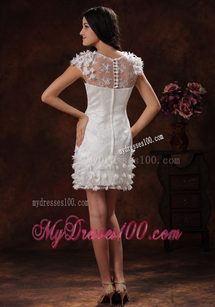 Appliques Decorate Short White Scoop Wedding Dress In 2013 Chand