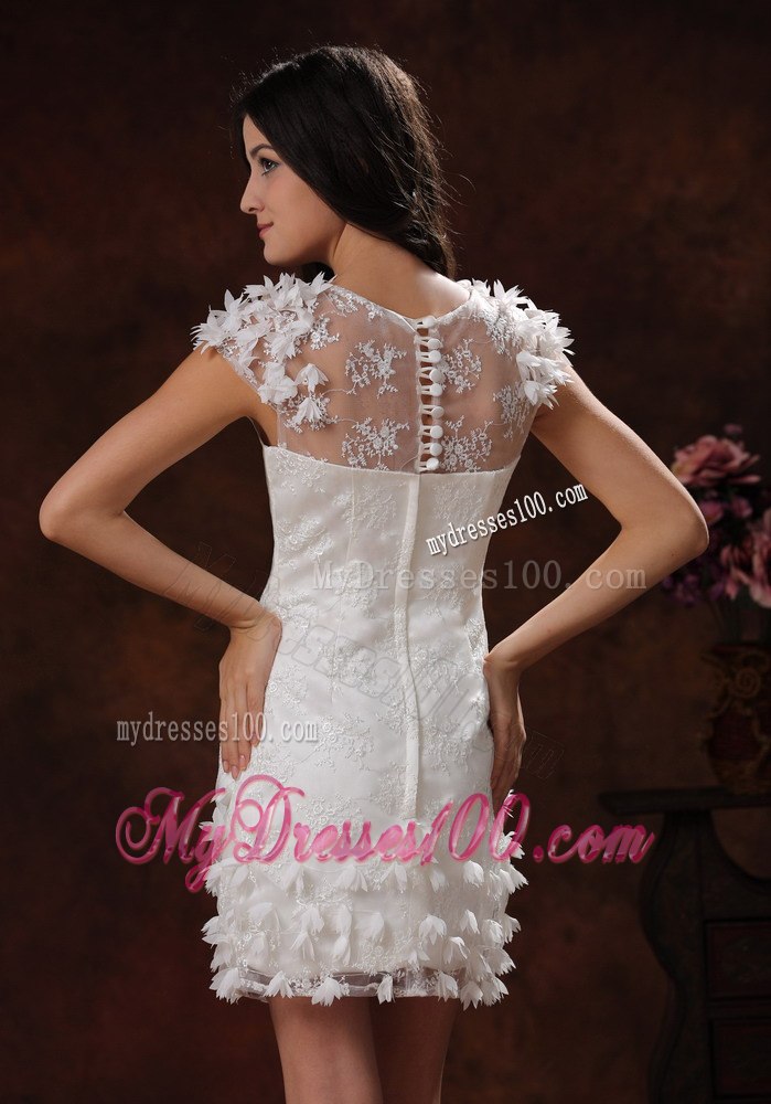 Appliques Decorate Short White Scoop Wedding Dress In 2013 Chand