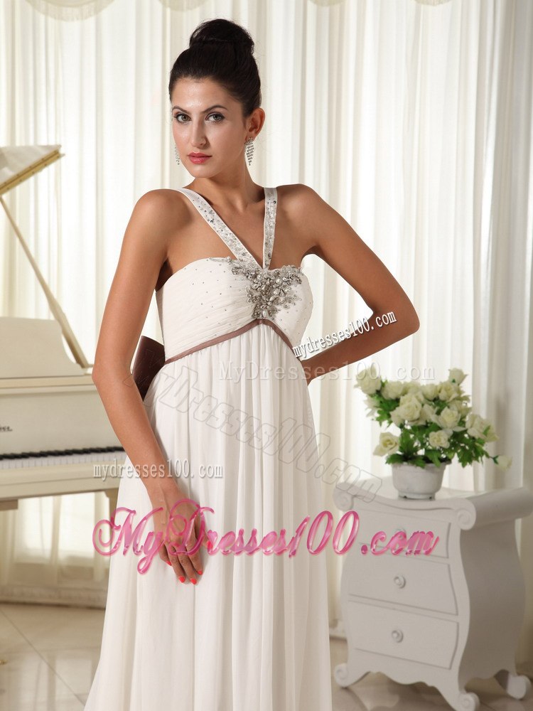 Beaded Decorate Straps Watteau Train Beading Beautiful Wedding Dress