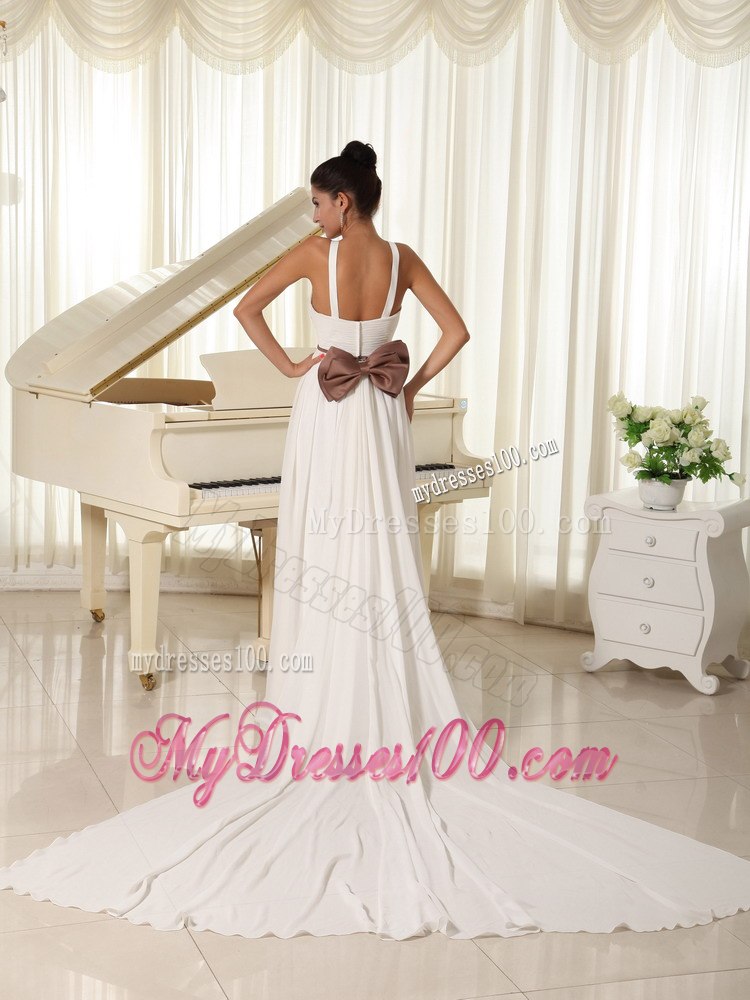 Beaded Decorate Straps Watteau Train Beading Beautiful Wedding Dress