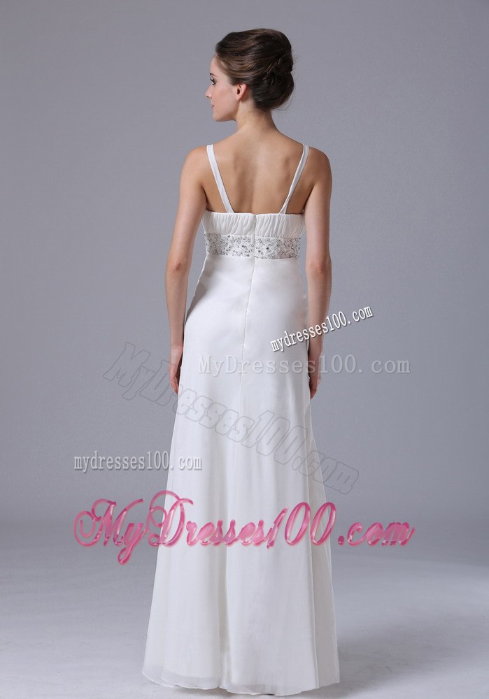 Beaded Decorate Waist Straps Empire Floor-length Wedding Dress