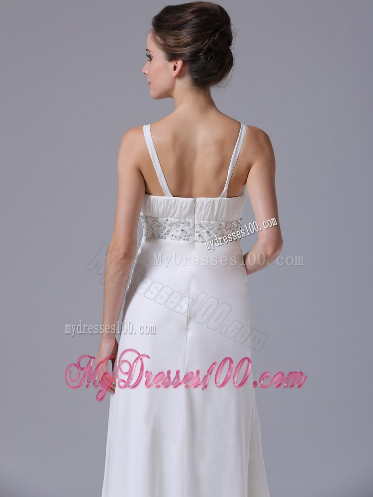 Beaded Decorate Waist Straps Empire Floor-length Wedding Dress