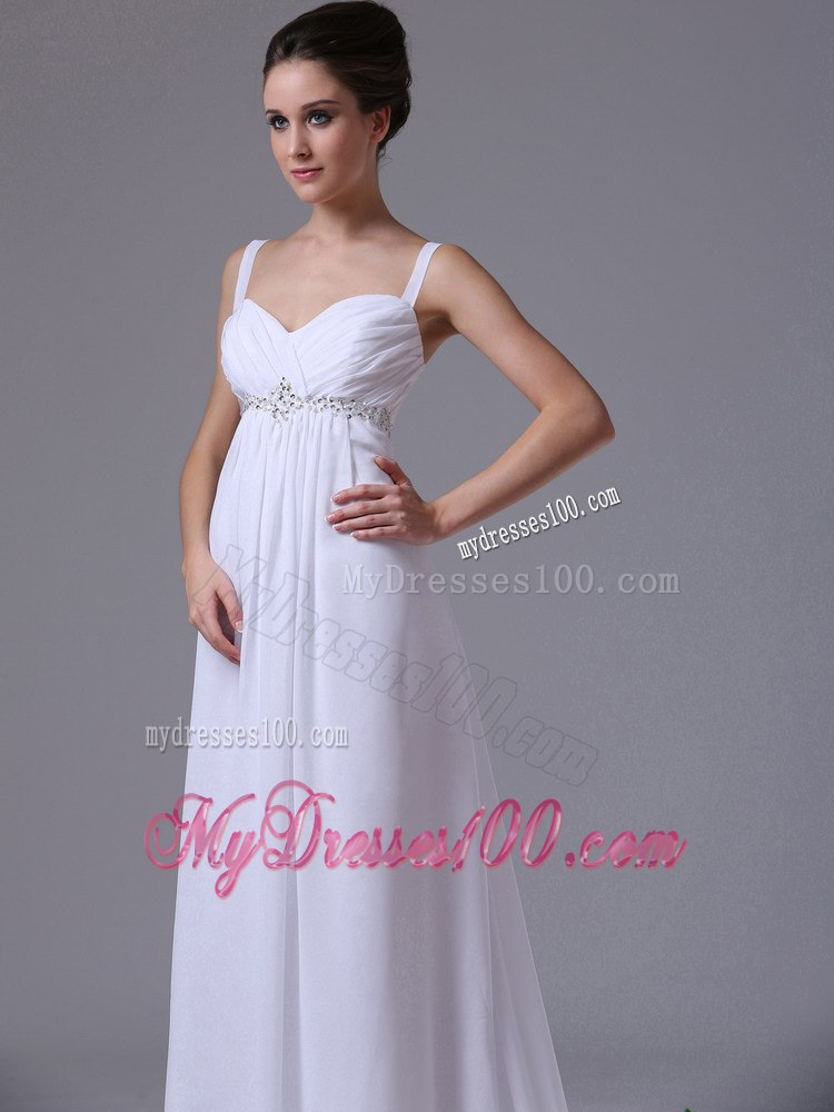 Beaded Decorate Waist Empire Straps 2013 Wedding Dress Chiffon