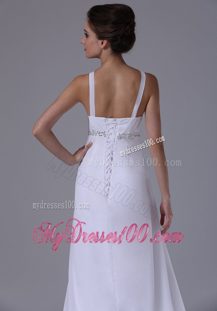 Beaded Decorate Waist Empire Straps 2013 Wedding Dress Chiffon