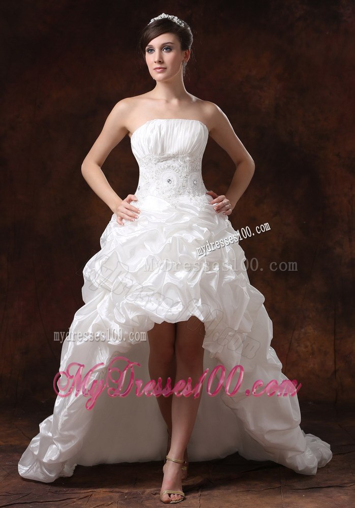 Beaded Decorate Waist High-low Strapless Beading 2013 Wedding Dress