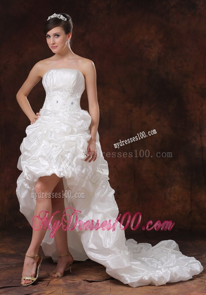 Beaded Decorate Waist High-low Strapless Beading 2013 Wedding Dress