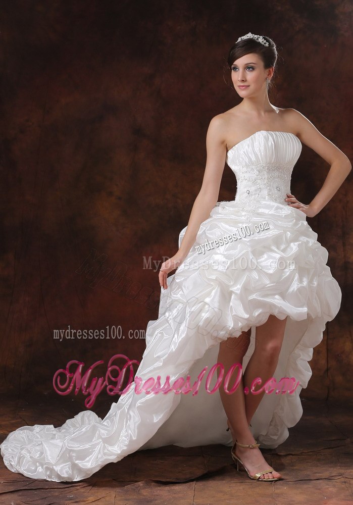 Beaded Decorate Waist High-low Strapless Beading 2013 Wedding Dress