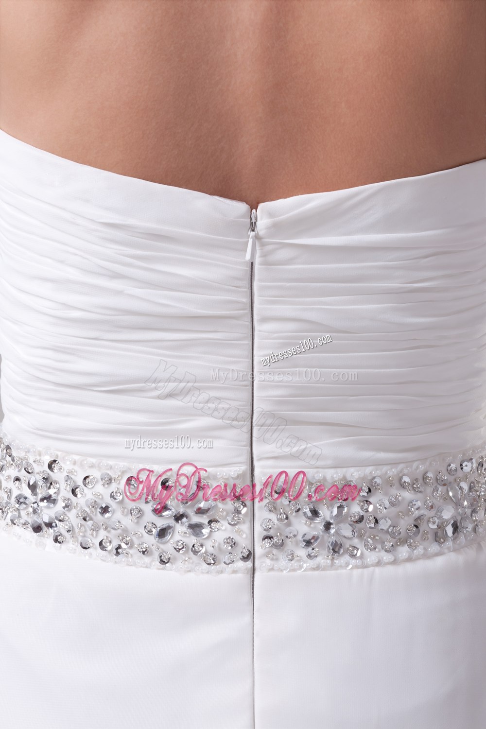 2013 Beaded Halter Top Empire Wedding Dress With Sweep Train