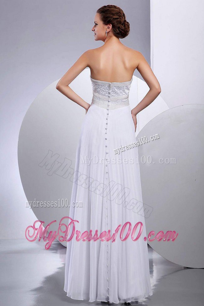 Beading Empire Floor-length Strapless Wedding Dress with Clasp Handle
