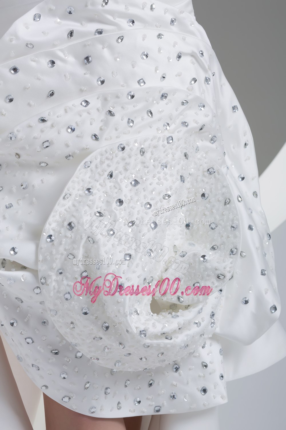 Beading Hand Made Flower Sweetheart High-low Wedding Dress