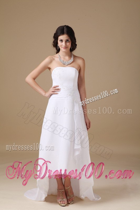 Beautiful Strapless High-low Appliques 2013 Wedding Dresses