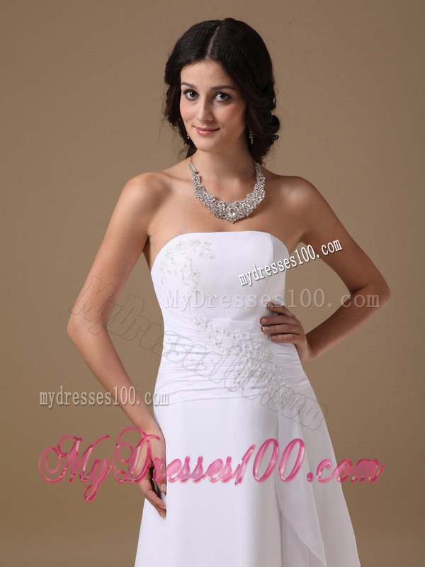 Beautiful Strapless High-low Appliques 2013 Wedding Dresses