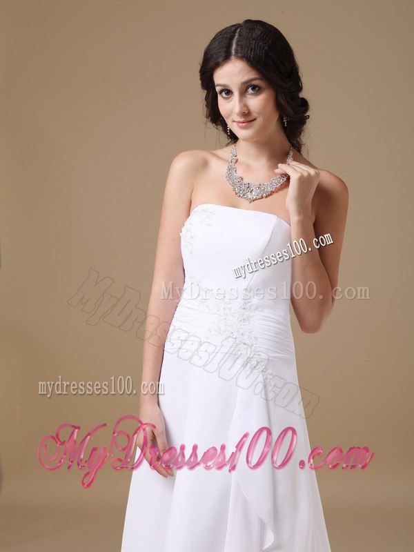 Beautiful Strapless High-low Appliques 2013 Wedding Dresses