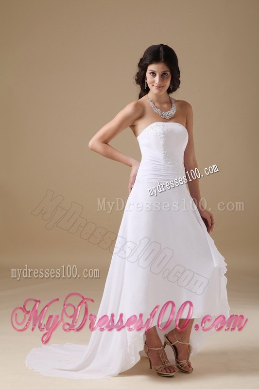 Beautiful Strapless High-low Appliques 2013 Wedding Dresses