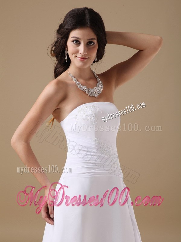Beautiful Strapless High-low Appliques 2013 Wedding Dresses