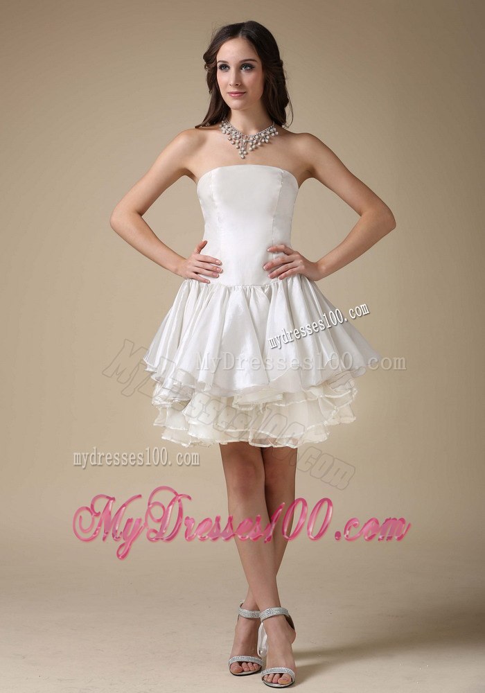 Beautiful Strapless Mini-length Ruched Garden Wedding Dresses