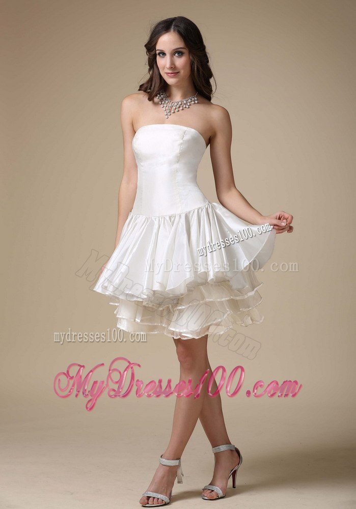 Beautiful Strapless Mini-length Ruched Garden Wedding Dresses
