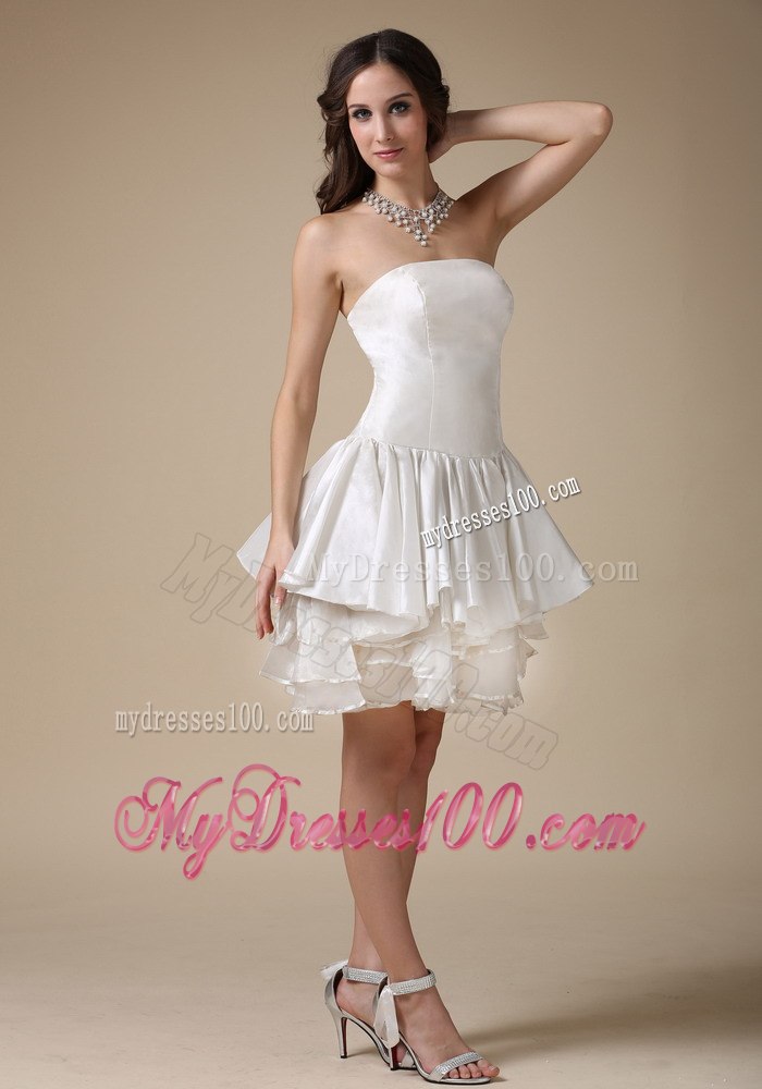 Beautiful Strapless Mini-length Ruched Garden Wedding Dresses