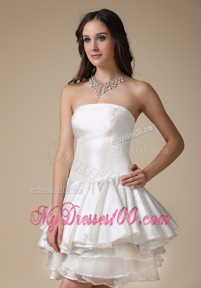 Beautiful Strapless Mini-length Ruched Garden Wedding Dresses