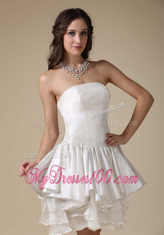 Beautiful Strapless Mini-length Ruched Garden Wedding Dresses