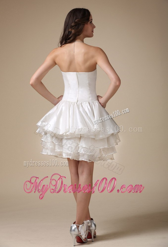 Beautiful Strapless Mini-length Ruched Garden Wedding Dresses