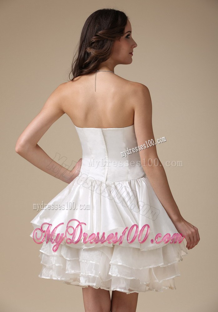 Beautiful Strapless Mini-length Ruched Garden Wedding Dresses