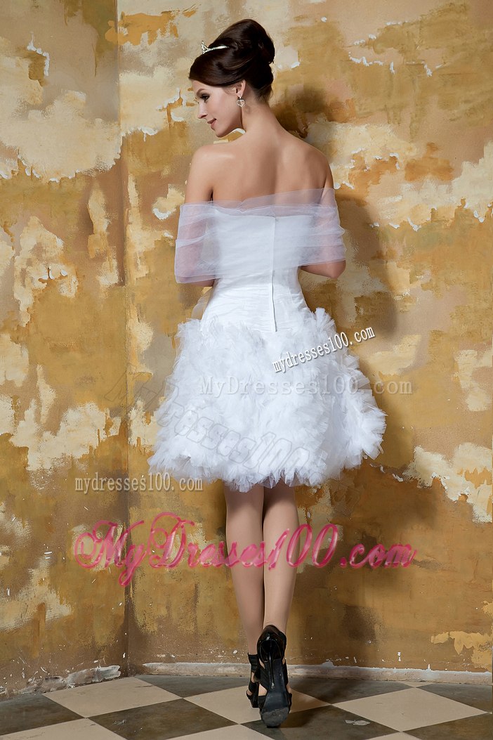 Beautiful Strapless Mini-length Ruching Beach Wedding Dress