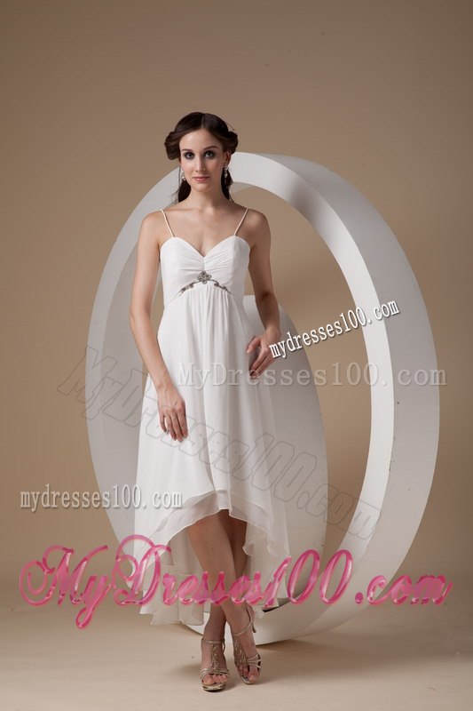 Beautiful Empire Spaghetti Straps High-low Ruching Wedding Dresses