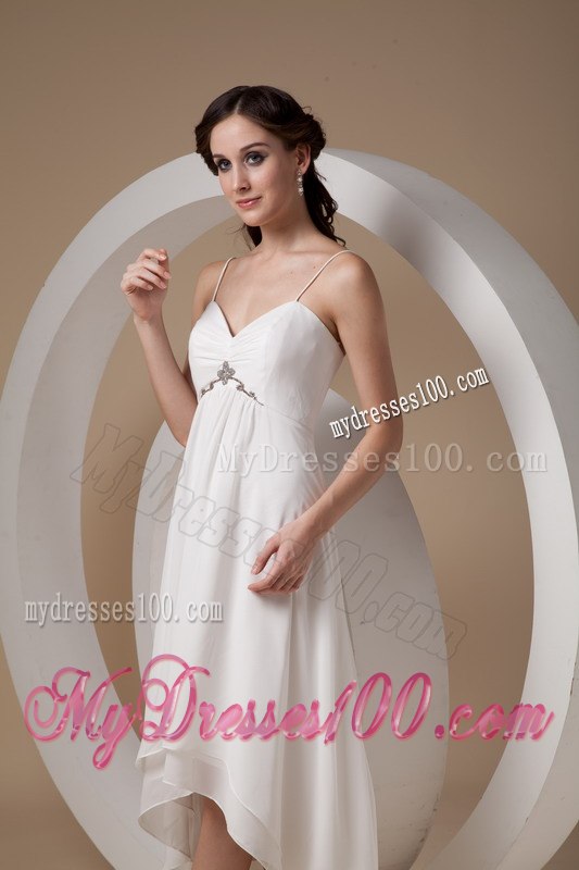 Beautiful Empire Spaghetti Straps High-low Ruching Wedding Dresses