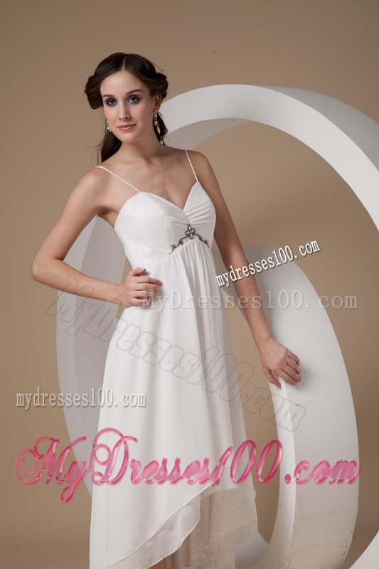 Beautiful Empire Spaghetti Straps High-low Ruching Wedding Dresses
