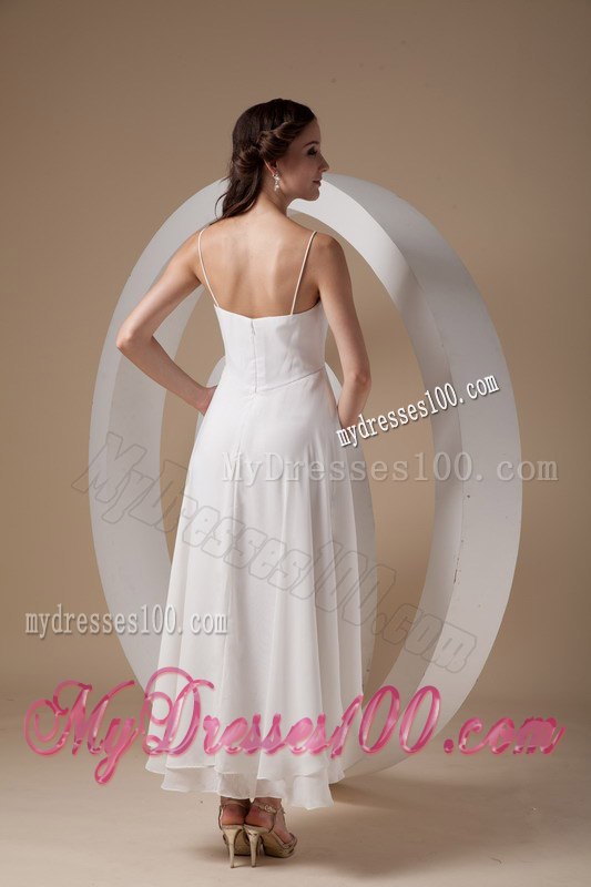 Beautiful Empire Spaghetti Straps High-low Ruching Wedding Dresses