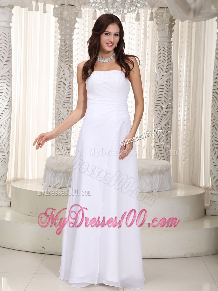 Beautiful Column Strapless Floor-length Beading 2013 Wedding Dress