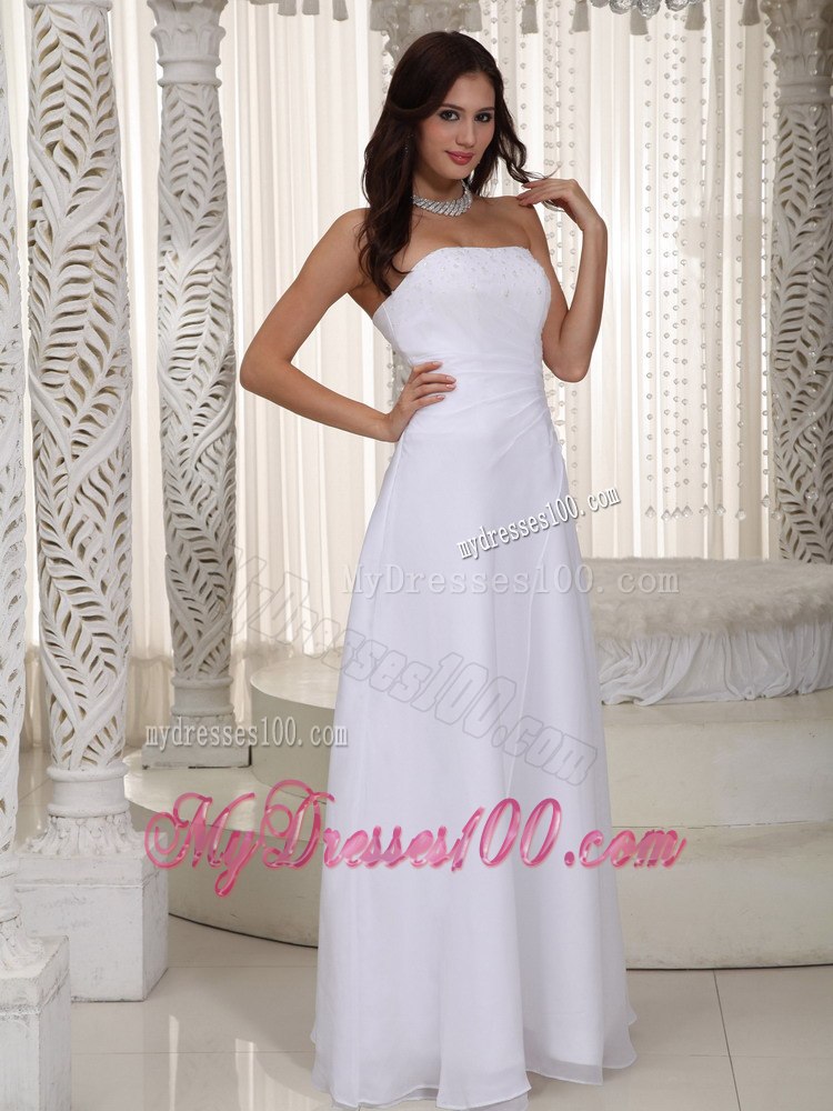 Beautiful Column Strapless Floor-length Beading 2013 Wedding Dress