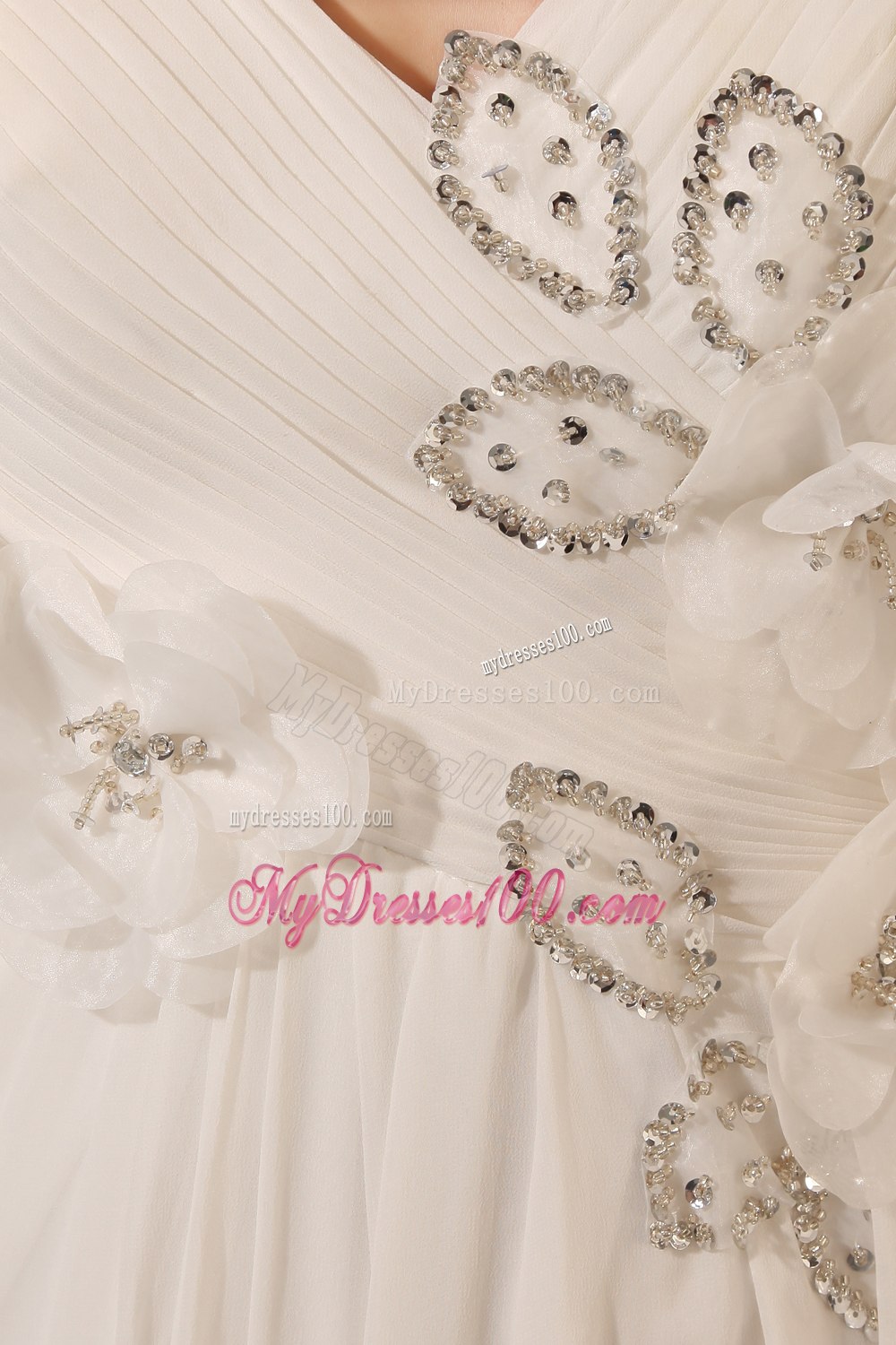 Beautiful Empire V-neck Court Train Beading 2013 Wedding Dresses
