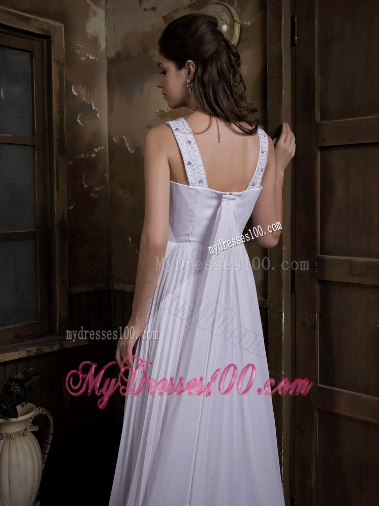 Beautiful Empire V-neck Watteau Train Pleat Beach Wedding Dresses