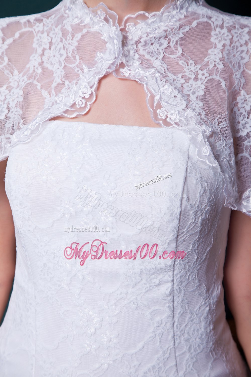 Beauty Column Strapless Floor-length Lace Wedding Dress
