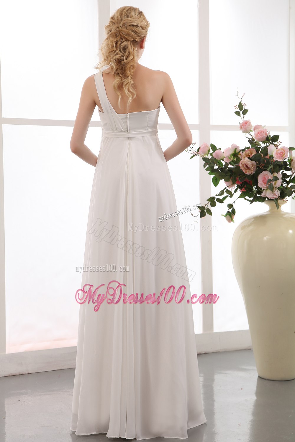 2013 Beauty Empire One Shoulder Floor-length Sash Wedding Dresses